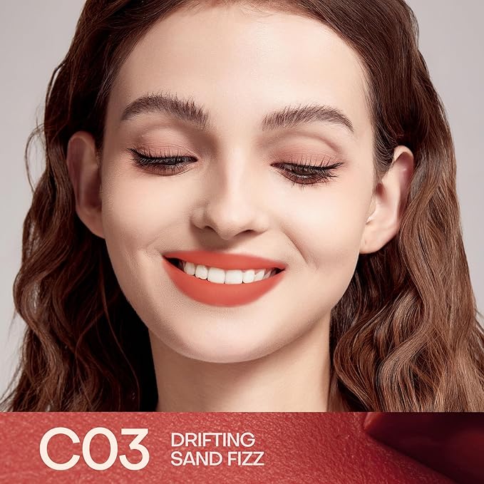 Mistine Lipstick Thai Latte Sheer Creamy Rouge Velevt Matte Finish Lipstick for Women Non-sticky C03 Drifting Sand Fizz 3.5g 1 Count