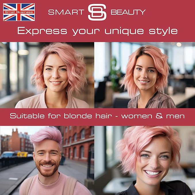 Metallic Rose Gold Hair Dye Demi-Permanent, Toner for Bleached Hair, Anti-Breakage Plex Hair Care, Vegan Hair Dye, Cruelty-Free, 100% Grey Coverage, Rose Hair Color, All Hair Types by Smart Beauty