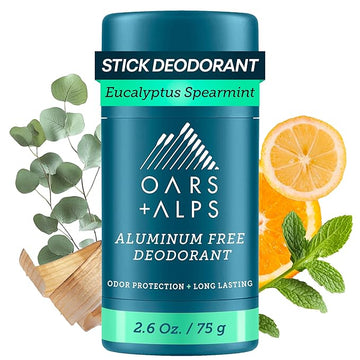 Oars + Alps Deodorant for Men & Women, Aluminum Free Deodorant for Men, Dermatologist Tested, Clean Ingredients, Vegan, Long Lasting, Odor Protection, Eucalyptus Spearmint, 1pk