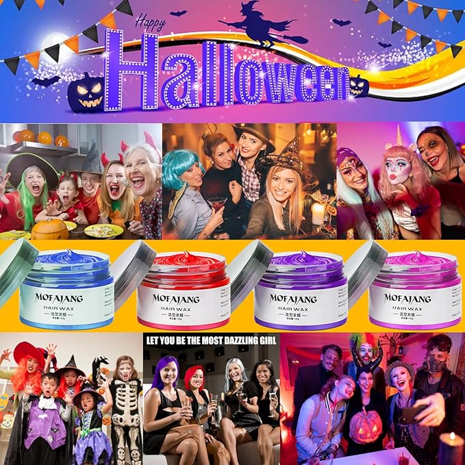 EFLY Temporary Hair Color Chalk For Kids, Hair Wax Color For 4 5 6 7 8 9 Year Old Girl Gifts, Birthday,Party, Cosplay DIY, Children's Day, Halloween, Christmas (4, Red Purple Blue Pink)