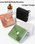 2 PC Silicone Exfoliating Body Scrubber, Silicone Body Shampoo Brush, Soft Silicone Loofah for Sensitive Skin, Shower Silicone Hair Scalp Massager, Easy to Clean, Lather Well(Black&Green)