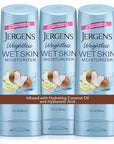 Jergens Wet Skin Body Moisturizer with Coconut Oil, In Shower Lotion for Dry Skin, Fast-Absorbing, Non-Sticky, Dermatologist Tested, 10 Oz, Pack of 3