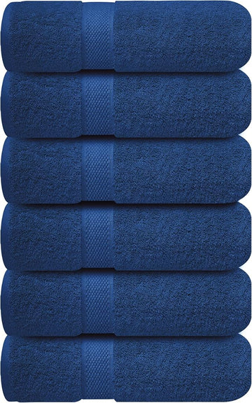 Infinitee Xclusives Hand Towels for Bathroom - Set of 6 (16x28 inches) 600 GSM, 100% Cotton Ultra Soft, Quick Drying, Hotel Quality Hand Towel Set (Tranquil Navy)
