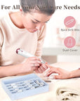 Electric Nail Drill, 8-in-1 Cordless Electric Nail File with LED Light, 5 Speeds Rechargeable Manicure and Pedicure Kit Hand Foot Care Tool for Nail Grinder Trim Polish for Women Baby
