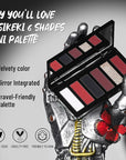 Red Eyeshadow Palette with Mirror Sliver Red Black Tones Matte Shimmer 6 Colors Mini Eye Shadow Pallet Travel Size Highly Pigmented for Joker Vampire Clown Goth Halloween Christmas Makeup