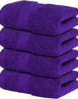 Infinitee Xclusives Luxury Wash Cloths for Showering [13x13] – 100% Cotton Washcloths [Pack of 4], Soft and Absorbent Face Towels for Bathroom Wash Clothes, Gym, and Spa (Profound Purple)