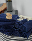 Tens Towels Pack of 24 Washcloths, 12 x 12 Inches, Lighter Weight, Quick to Dry, Super Soft & Absorbent, Gentle Face Towels, Hotel Quality, Perfect for Bathroom, Gym, Spa (Navy, 24 Pack)