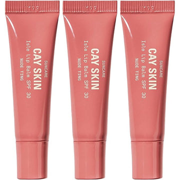 Cay Skin Isle Lip Balm SPF 30 – High Shine, Hydrating + Sheer Lip Gloss in Vanilla Brown Sugar Flavor – Formulated with Natural Ingredients for All Skin Tones – 3-Pack, Nude Ting, 1.05 oz
