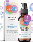 GLEOW Retinol Serum for Face with Hyaluronic Acid, Retinol for Face Is Suitable for All Skin Types, Hydrating Serum Women and Men Plumps Youthful Appearance 2oz