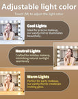 Vanity Mirror with Lights Lighted Makeup Mirror with Dimmable LED Bulbs,3 Color Lighting Modes,USB Charging Port Touch Control,Sturdy Metal Frame Design,White (50x40cm, 4.70)
