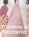 MainBasics Silicone Body Scrubber – Dual-Sided Shower Exfoliator for Men & Women, Gentle Silicone Loofah Alternative for Deep Clean (Pink, Exfoliate)