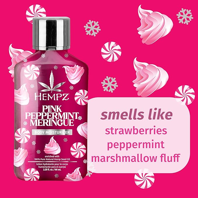 Hempz Pink Peppermint Meringue Body Moisturizer, Body Lotion, Fall Skin Care for Men & Women, Limited Edition