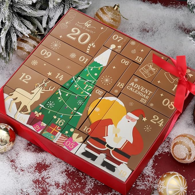 Advent Calendar 2025 BODY & EARTH Holiday Gifts for Women Christmas 24 Days of Beauty Countdow Calendar 24PCS 2025 Skincare Advent Calendar