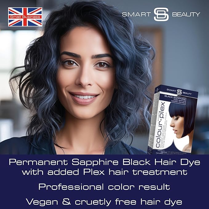 Blue Black Hair Dye Permanent with Anti-Breakage Plex Hair Care, Vegan Hair Dye & Cruelty-Free, 100% Grey Coverage, Midnight Blue, For All Hair Types. Smart Beauty