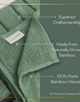 Sage Green Washcloths Set of 6 Soft Facial Cloths 10” x 10” 100% Viscose Derived from Bamboo Spa-Like Feel Silky Face Cloth for Skin Cleansing