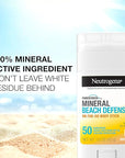 Neutrogena Purescreen+ Mineral Beach Defense On-The-Go Body Sunscreen Stick with Broad Spectrum SPF 50, Water Resistant UVA/UVB Protection, Absorbs Quickly & Dries Clear, 1.5 oz