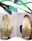 Chengu 2 Pcs Boar Bristles Double-Sided Brush and Flat Iron Comb for Hair Straightening, Styling, and Detangling Knotty Hair (Black, Green)