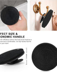 INNERNEED Food Grade Silicone Body Scrubber Gentle Exfoliating Brush for Women Men Deep Clean for All Skin Types, More Hygienic and Well Lather (Black+Dark Blue)