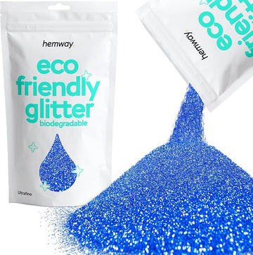 Hemway Eco Friendly Biodegradable Glitter 100g / 3.5oz Bio Cosmetic Safe Sparkle Vegan for Face, Eyeshadow, Body, Hair, Nail and Festival Makeup - Ultrafine (1/128" 0.008" 0.2mm) - Sapphire Blue