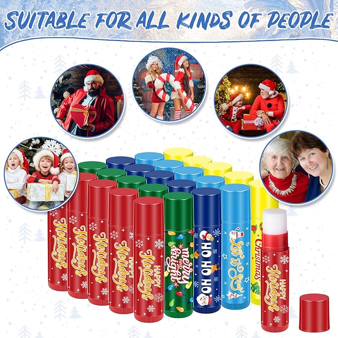 50 Pcs Christmas Lip Balm Bulk Stocking