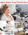 TASALON Rolling Salon Cart, Adjustable Height Premium Aluminum Tattoo Rolling Tray, Beauty Instrument Salon Table with Wheels, Cart for Hair Stylist Medical Dental Tray