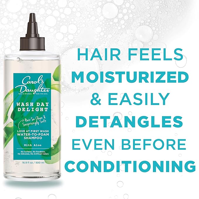 Carol’s Daughter Wash Day Delight Love at First To Foam Sulfate Free Shampoo with Aloe and Micellar Water, Paraben and Silicone Free, Micellar Shampoo for Kinky, Curly Hair, 16.9 fl oz