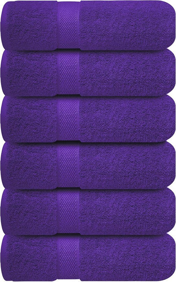 Infinitee Xclusives Purple Hand Towels for Bathroom - Set of 6 (16x28 inches) 600 GSM, 100% Cotton Ultra Soft, Quick Drying, Hotel Quality Hand Towel Set (Profound Purple)