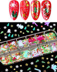 Christmas Nail Art Glitters Sequins, 36 Grids 3D Holographic Snowflake Nail Art Flakes Decals & Polymer Clay Slices, Winter Xmas Nails Design Decorations for Women DIY Manicure Christmas Party Decor