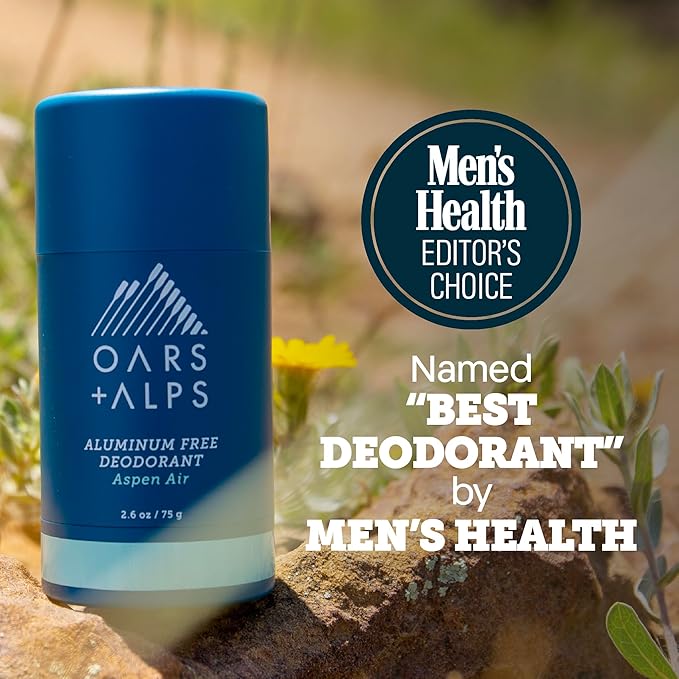 Oars + Alps Deodorant for Men & Women, Aluminum Free Deodorant for Men, Dermatologist Tested, Clean Ingredients, Non Toxic, Vegan, Long Lasting, Odor Protection, Aspen Air, 1pk, 2.6oz