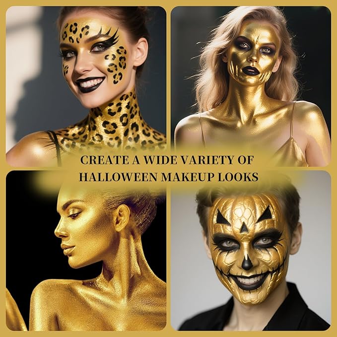 Gold Face Body Painting Stick, Professional Gold Full-coverage Cream Face Paint for Halloween SFX Cosplay Makeup, Washable Eye Body Stick for Adult Costume Party