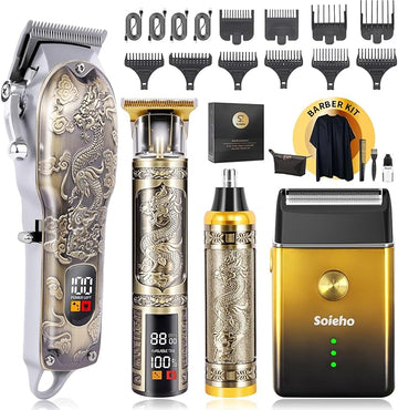 Hair Clipper for Men Set Cordless Electric Hair Clipper T-Shaped Beard Trimmer Nose Hair Trimmer Electric Shaver Professional Haircutting and Beauty Kit
