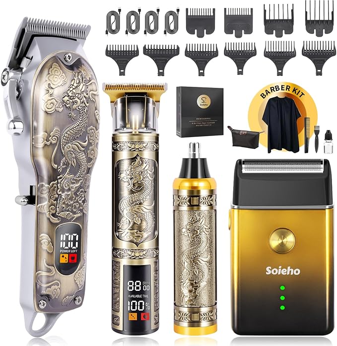 Hair Clipper for Men Set Cordless Electric Hair Clipper T-Shaped Beard Trimmer Nose Hair Trimmer Electric Shaver Professional Haircutting and Beauty Kit