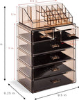 Sorbus Acrylic Makeup Organizer Set, 6-Drawer Vanity & Countertop Cosmetic Storage with Small & Wide Compartments, Bronze Glow Makeup Storage for Brushes, Jewelry – Holiday Gift for Women & Teens