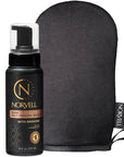 Norvell Sunless Dark Self Tanner Mousse with Mitt, 8 Fl Oz + Streak Free Tanning Applicator Mitt - Instant Natural Looking Bronzing Glow