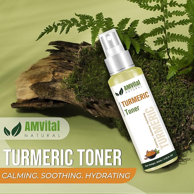 AMVital Turmeric Toner for Oily Skin - Natural Dark Spot Solution - Effective for Dark Spots and Acne - Revitalize and Balance with Herbal Ingredients