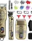Soonsell Professional Hair Clippers for Men Cordless， Mens Clippers and Grooming Set，Electric Shavers, Clippers and T-Blade Trimmers Set，Hair Cutting Kit LCD Display（Bronze