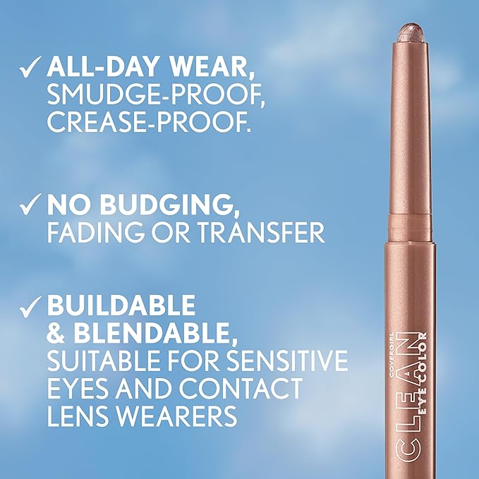 Covergirl Clean Eye Color, Sunrise Beam, Eyeshadow Sticks, Ultra Creamy Formula, Lightweight, Buildable Formula, Lasts All Day, Smudge-Proof, 0.05oz
