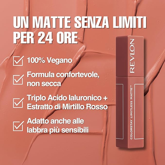 Revlon ColorStay Limitless Matte Liquid Lipstick, Vegan Formula, No-Budge, Longwear Lip Color, Long Lasting, Lightweight/Comfortable, Waterproof, 011 Fire Off, 0.17 fl oz