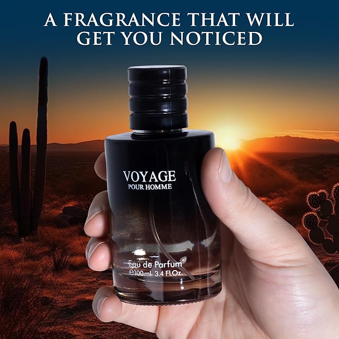 Voyage for Men Eau De Parfum - Sophisticated Male Fragrance Composition of bergamot, Pepper, Lavender, Star Anise & Nutmeg - Base of Peppery & Vanilla - Go-To Daily Scent - Elegant 100ml Bottle