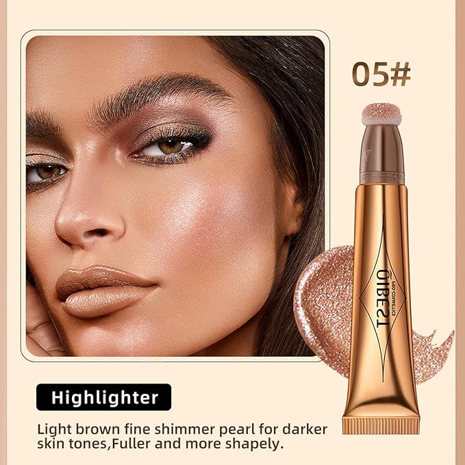 Highlighter Beauty Wand, Cream Liquid Highlighter Makeup Stick, Cruelty-free（Rose Gold）