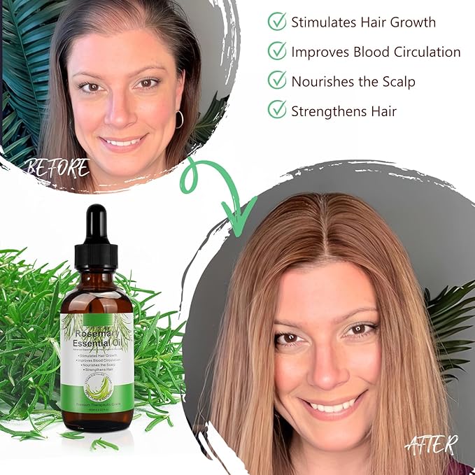 Rosemary Oil for Hair Growth, 100% Natural Cold Pressed Rosemary Hair Oil, Multipurpose Rosemary Essential Oils for Skin, Aromatherapy for Women & Men