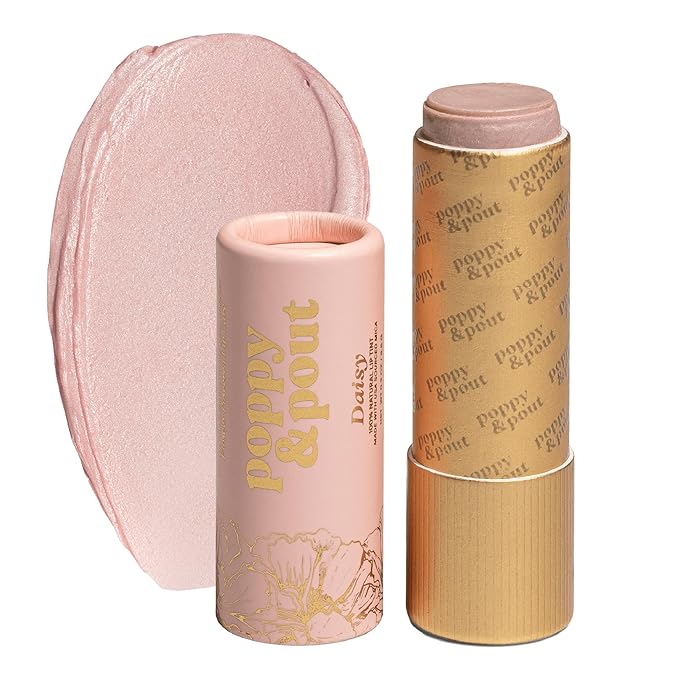 Poppy & Pout All Natural Lip Tint, Cardboard Tube, Hand-Filled, Beeswax, Vitamin E, Coconut Oil, Cruelty Free, All-Natural Shades (Daisy)