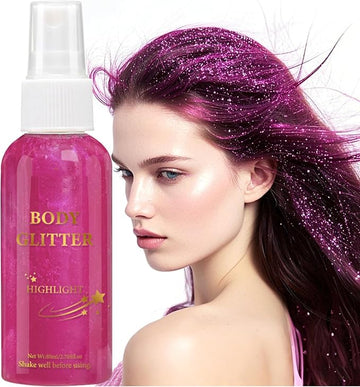 MAEPEOR Body Glitter Spray 4 Colors Quick-Drying and Non-Sticky Body Glitter Spray Moisturizing Bronze Body Shimmer for Face Hair Body (80ML, 14)