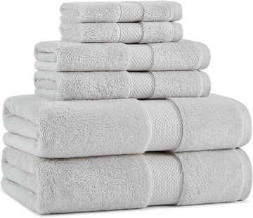 Aston & Arden Egyptian Bath Towel Set - Oversized Ultra Soft Thick & Absorbent, 100% Ringspun Egyptian Cotton Bathroom Towel for Spa, Hotel, 600 GSM, Light Grey