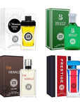 Hybrid & Company Mens 4 Pcs L'Homme Intense France Prestige Bravo Pour Homme Eau De Perfum Vaporisateur Natural Spray