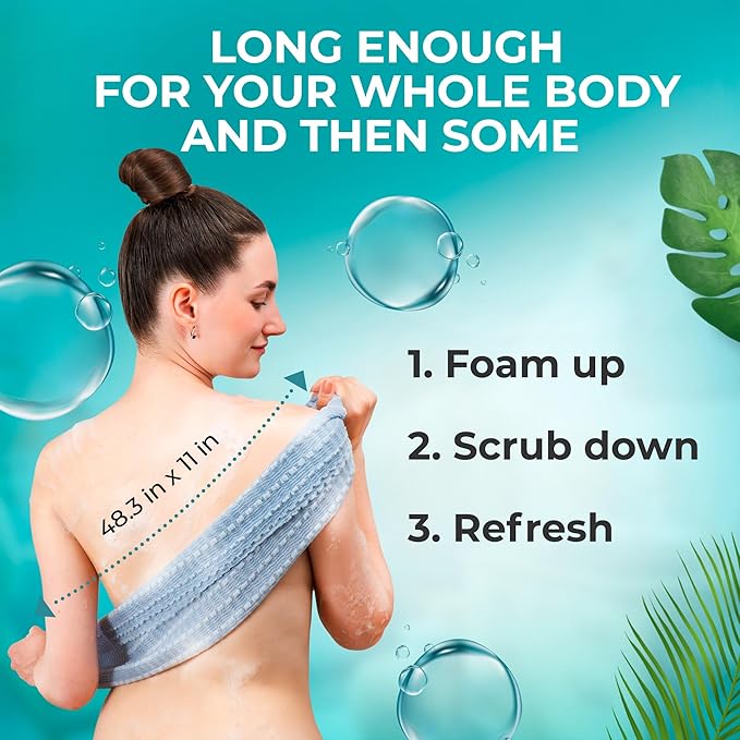 BONDI Exfoliating Washcloth for Smooth Skin - Extra Long - Perfect for Back Scrubbing - Made in Japan