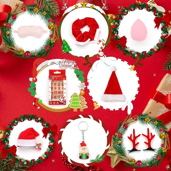 Advent Calendar 2025 for Adult Women, Christmas 24 Pieces Beauty Fashion and Jewelry Bath Sets Countdown Gifts, Christmas Surprise Gift Baskets for Women, Mom, Wife, Sister, Colleague, Adult