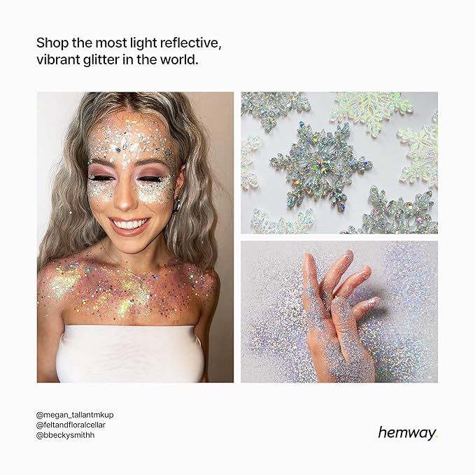 Hemway Eco Friendly Biodegradable Glitter 100g / 3.5oz Bio Cosmetic Safe Sparkle Vegan for Face, Eyeshadow, Body, Hair, Nail and Festival Makeup - Ultrafine (1/128" 0.008" 0.2mm) - Silver Holographic