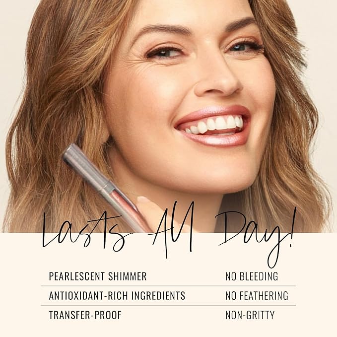 Runway Rogue Pearl Glam Long Wear Shimmer Liquid Lipstick, Metallic Light-Pink Lipstick with Gold and Rose Shimmer, ‘Go See’