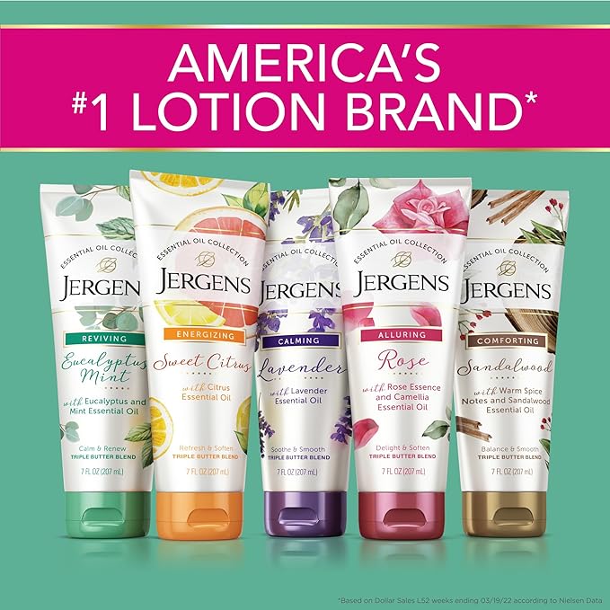 Jergens Sweet Citrus Body Butter, Hand and Body Lotion, Moisturizer for Women, Lotion with Essential Oil for Indulgent Moisturization, 7 Oz